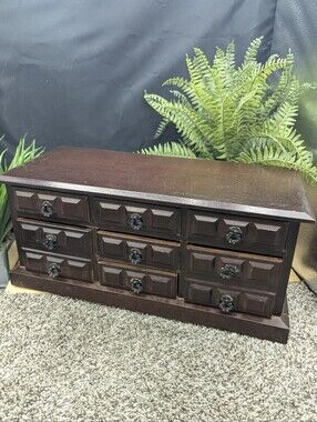 Vintage Price Import Japan Jewelry Music Box 7 Drawer 15.25”x7”x7.5” Working